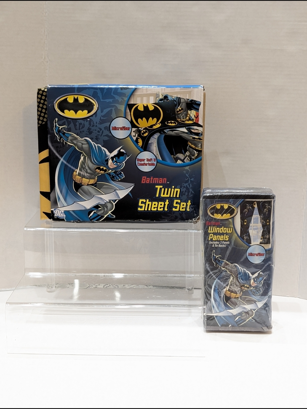 Batman Twin Sheet Set & Window Panels - Navy Blue, Black, Yellow